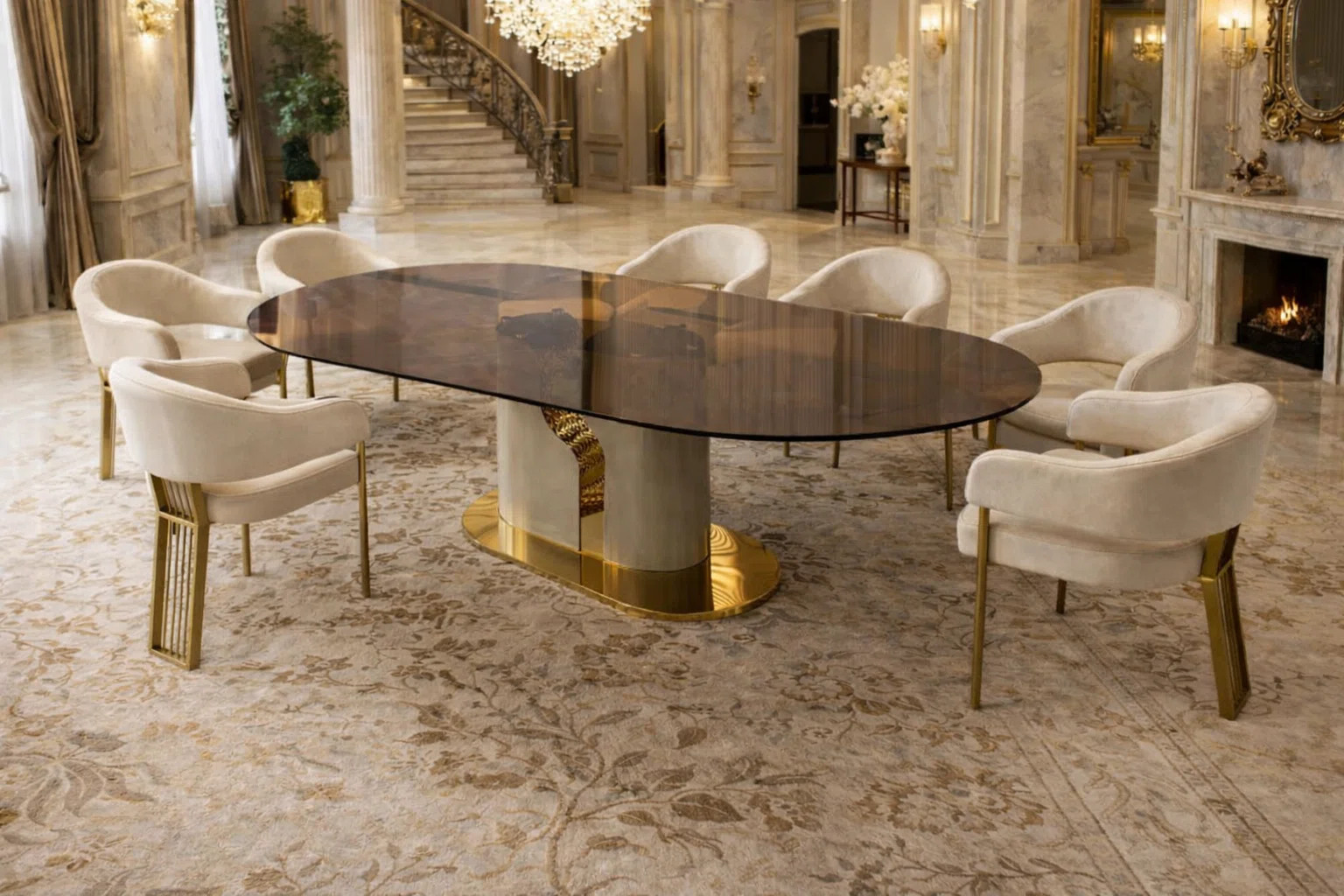 Modern Dining Table Set With 8 Upholstered Chairs | Wayfair North America