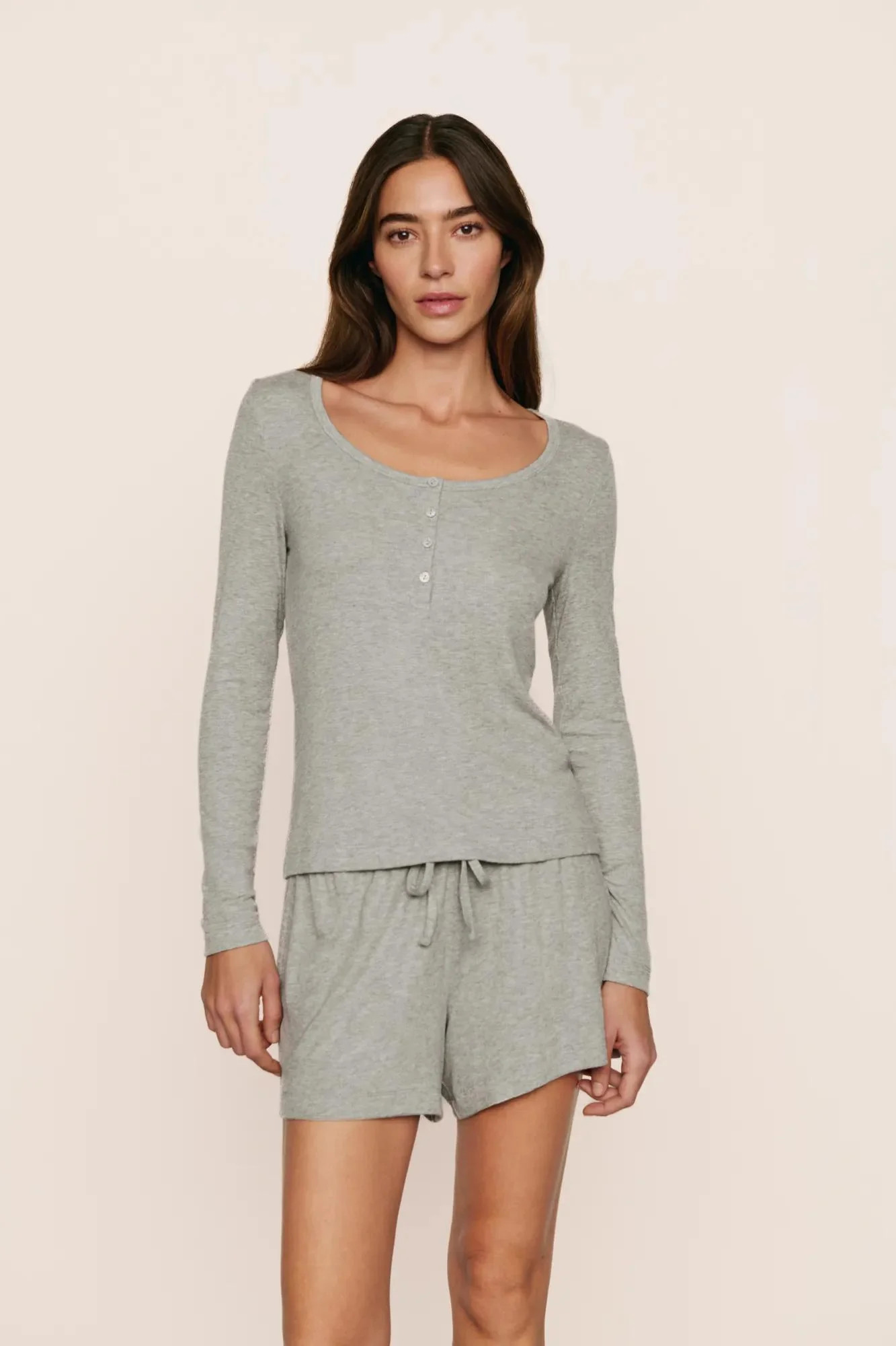 Dream Rib Long Sleeve Henley Tee | Eberjey