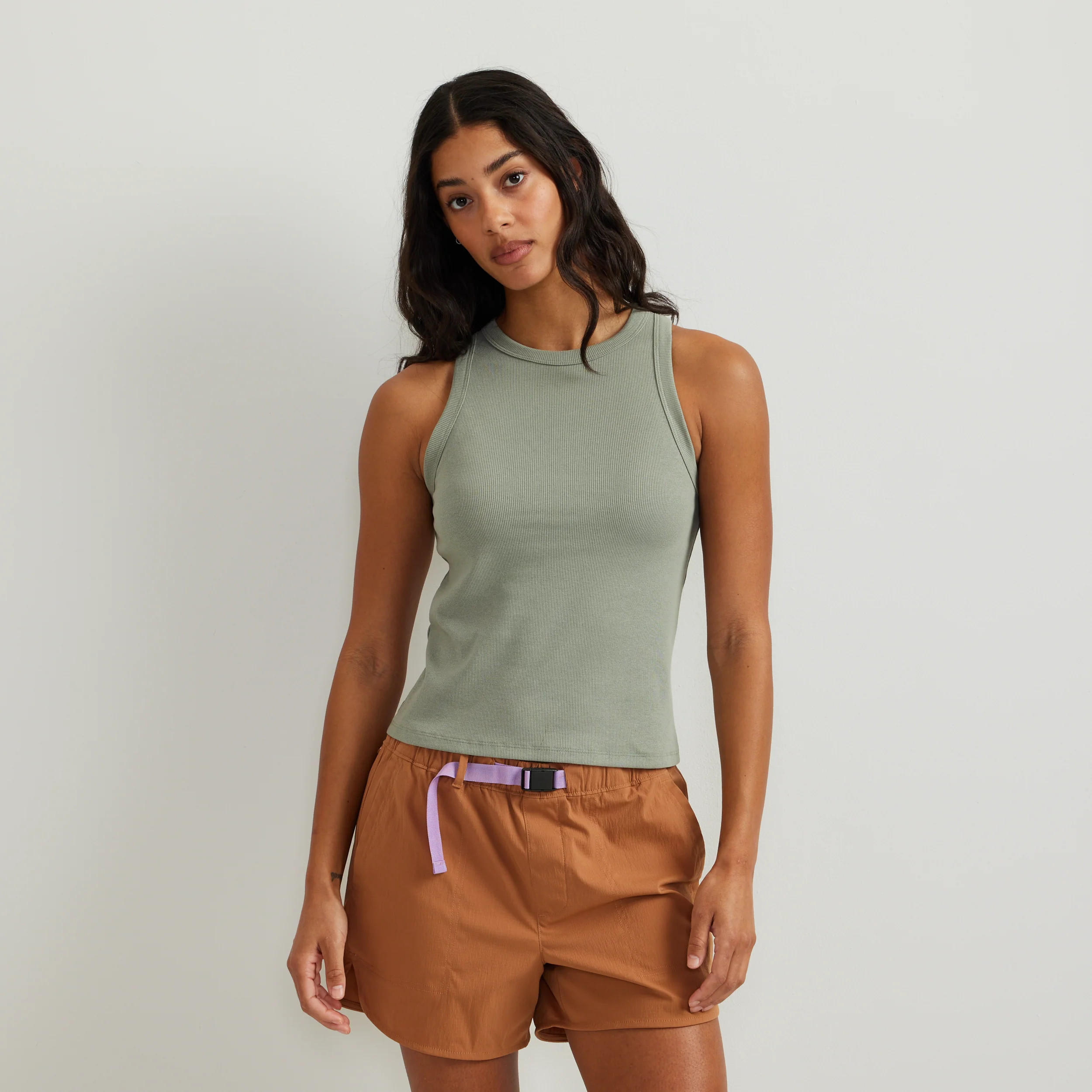Women's Softline Ribbed Tank - Sage / Regular / XS | Eddie Bauer US & CA