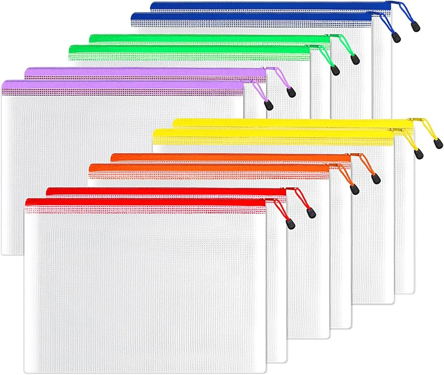 SUNEE 12pcs Mesh Zipper Pouch 11x16, Large Storage Bags for Board Game & Puzzle Organizing, Reusa... | Amazon (US)