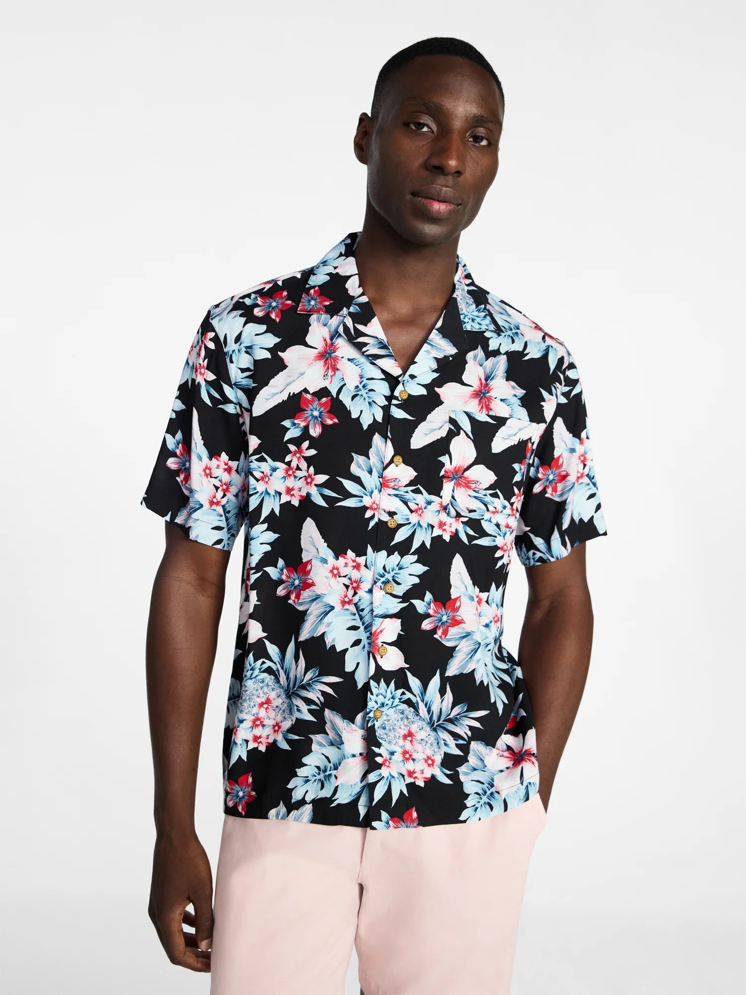 George Men's Printed Camp Shirt with Short Sleeves, Sizes S-3XLT | Walmart (US)