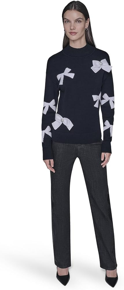 Karl Lagerfeld Womens Cold Weather Mock Neck Essential Soft Sweater | Amazon (US)