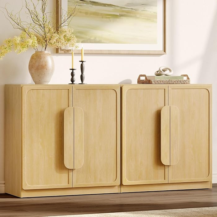 SICOTAS Sideboard Buffet Cabinet with Storage, Large 63''W Credenza, Oak | Amazon (US)