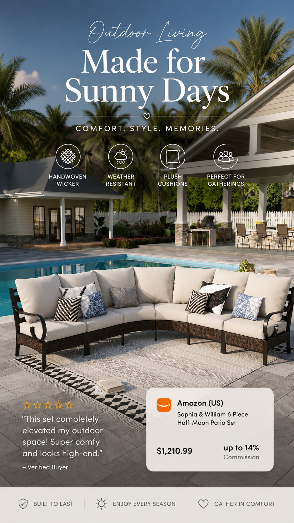 This patio set looks like a luxury resort in your own backyard ☀️✨
The curved shape, oversized cushions, and cozy conversation layout make it perfect for summer nights, pool days, and hosting friends.

It gives that expensive outdoor living aesthetic without needing a full renovation 🤍

Honestly obsessed with how elevated and high-end this looks.

#outdoorliving #patiofurniture #ltkhome #backyardgoals #amazonhome 

 #LTKSeasonal #LTKActive #LTKHome