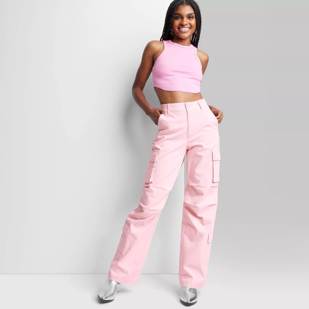 Women's High-Rise Cargo Utility Pants - Wild Fable™ Light Pink S | Target