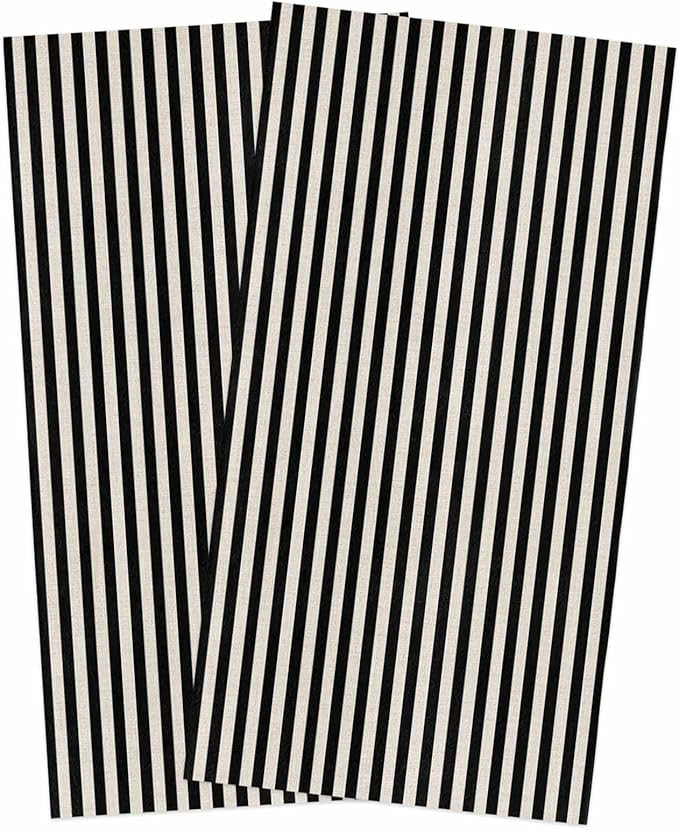 Kitchen Towels Set of 2 Black Stripes Dish Towels and Dishcloths Sets Tea Towel Linen Classic Ver... | Amazon (US)