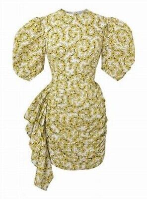 RHODE Pia Dress Yellow Ditsy Floral Print Womens Puffed Sleeves Medium | eBay US