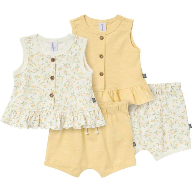 Modern Moments by Gerber Baby Girl Peplum Top and Short Sets, 4-Piece, Sizes 0/3 Months - 24 Mont... | Walmart (US)