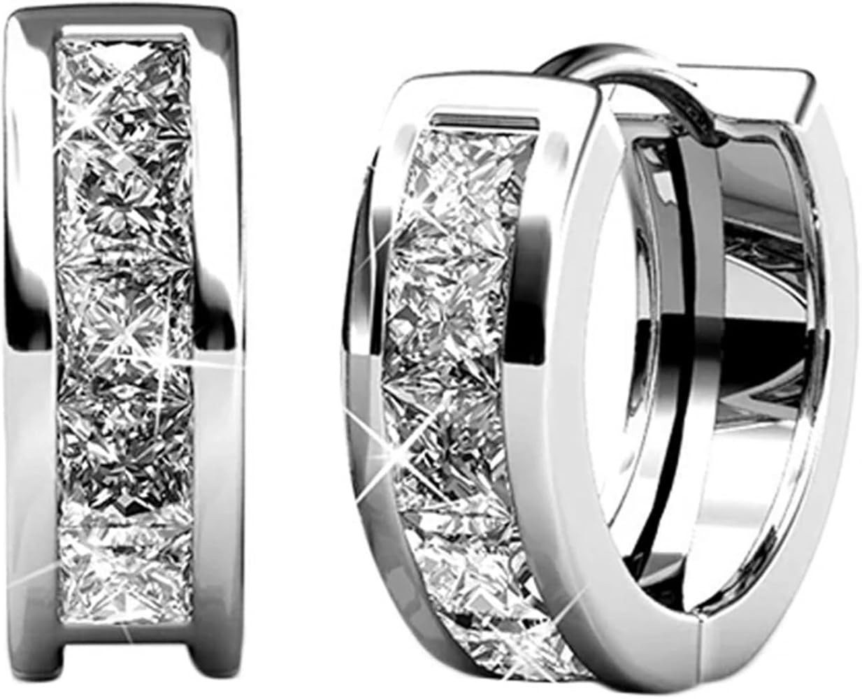 Cate & Chloe Giselle 18k Gold-Plated 15mm Hoop Earrings with Simulated Diamond Crystals, Stylish ... | Amazon (US)