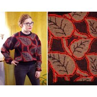 Midnight Foliage 1980's Vintage Men's Black Gray & Red Chunky Pullover Sweater // Wool Blend By Magn | Etsy (US)