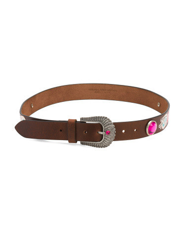Leather Tooled Belt With Stud Conchos for Women | Leather/Metal | Marshalls