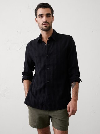 Standard-Fit Textured Resort Shirt | Banana Republic Factory