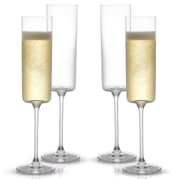 JoyJolt Claire Cyrstal Cylinder Champagne Glasses - Set of 4 Champagne Flutes - 5.7 oz | Target