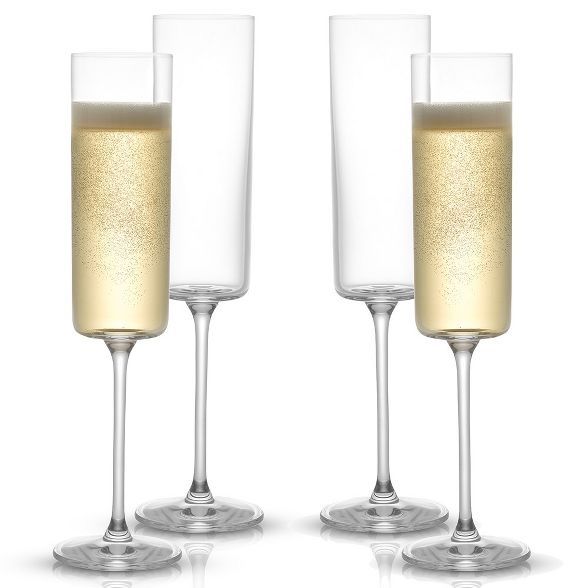 JoyJolt Claire Cyrstal Cylinder Champagne Glasses - Set of 4 Champagne Flutes - 5.7 oz | Target
