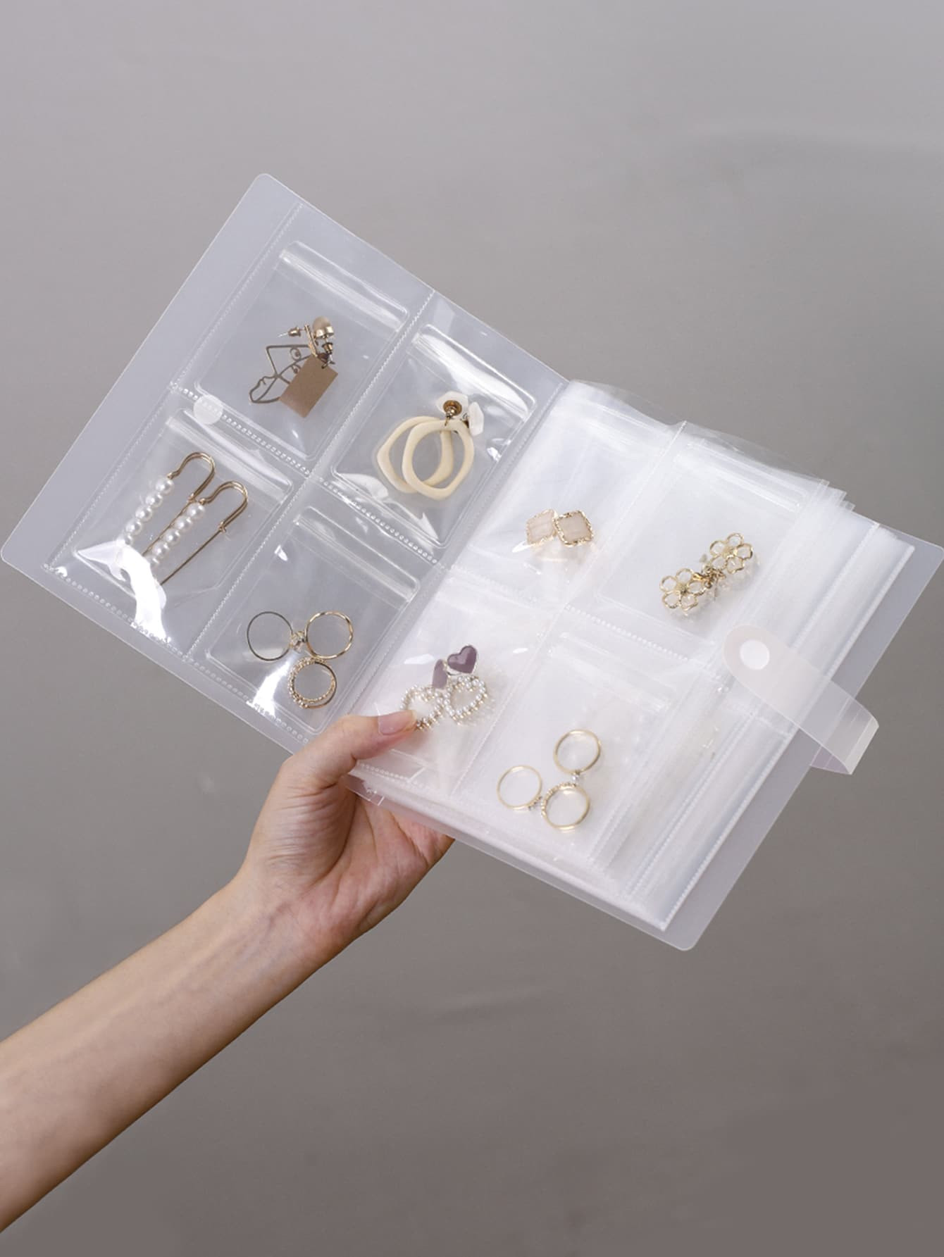 1pc Frosted Transparent Jewelry Storage Booklet With 30 Oxidation Resistant Storage Bags For Ring... | SHEIN