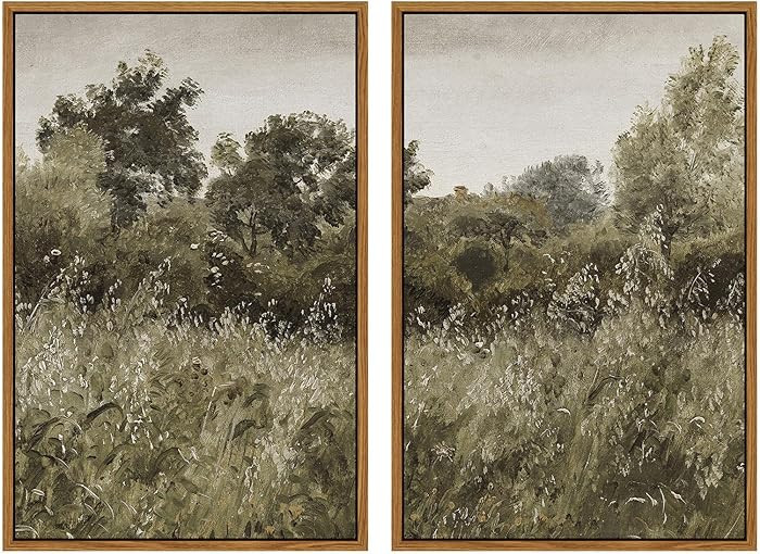 InSimSea 2 Pcs Framed Wall Art Vintage Farmhouse Decor, Retro Grassland Paintings Above Bed Wall ... | Amazon (US)