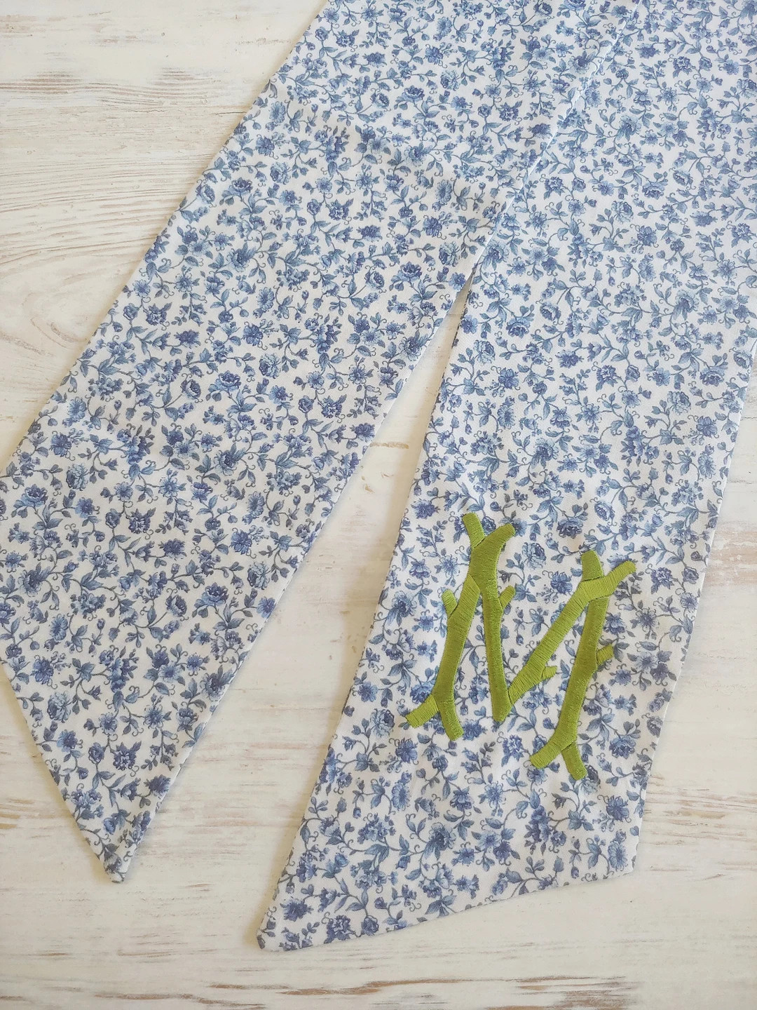 Chinoiserie Wreath Sash: Embroidered Monogram Door Hanger Grandmillienial | Etsy (US)