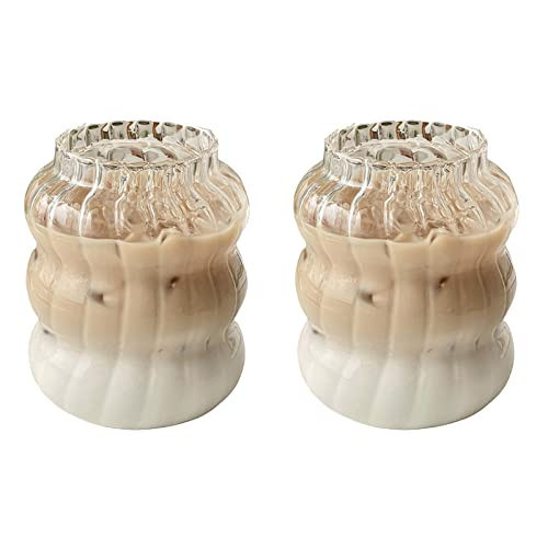 MANMAOHE 22 Oz Ribbed Glass Cups Set of 2 Creative Wavy Drinking Glasses Vintage Ribbed Glassware Vintage Ripple Drinking Glasses for Coffee Cocktail Juice Water Soda | Amazon (US)