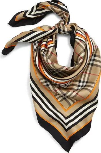 Burberry Heritage Stripe Border Square Silk Scarf | Nordstrom | Nordstrom