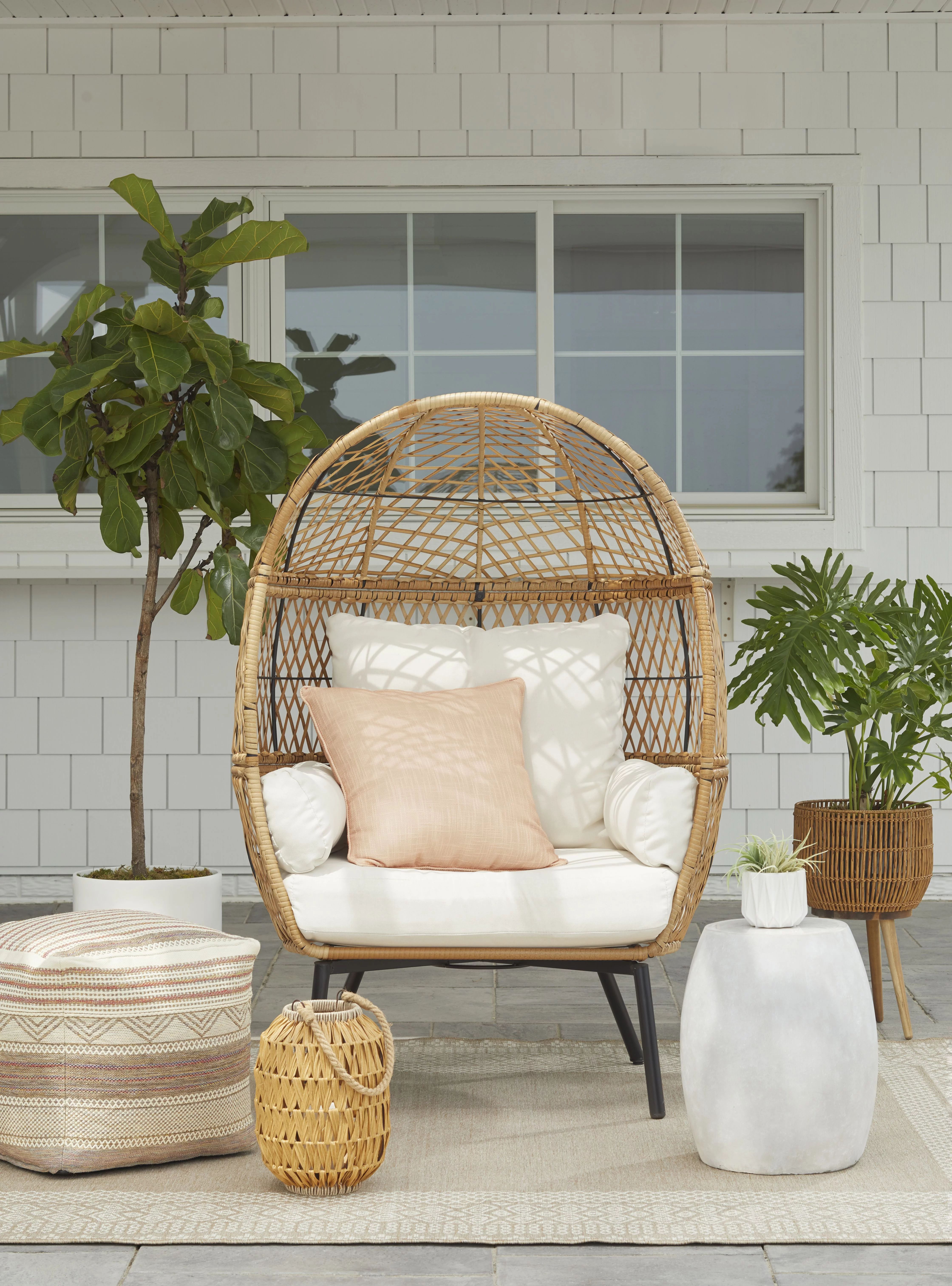 Better Homes & Gardens Ventura Boho Stationary Wicker Egg Chair - Walmart.com | Walmart (US)