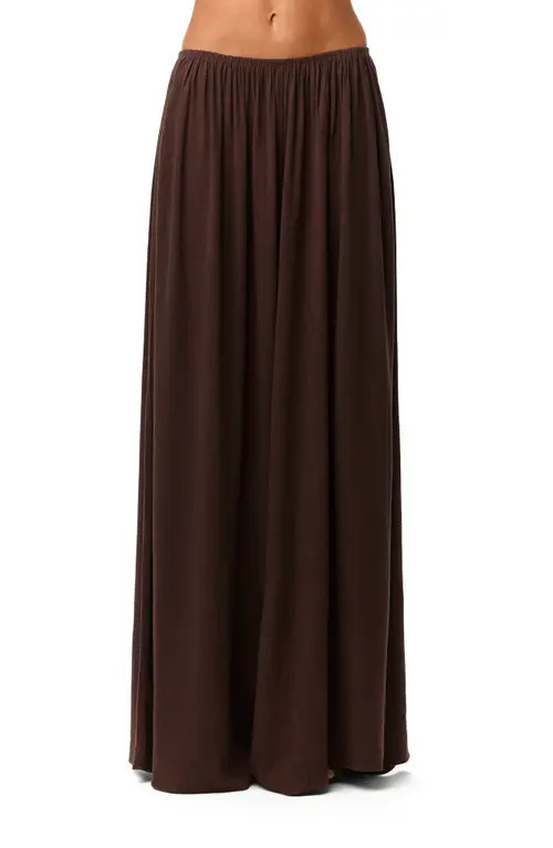 Naked Wardrobe Cotton & Linen WIde Leg Pants in Dark Chocolate at Nordstrom, Size X-Large | Nordstrom