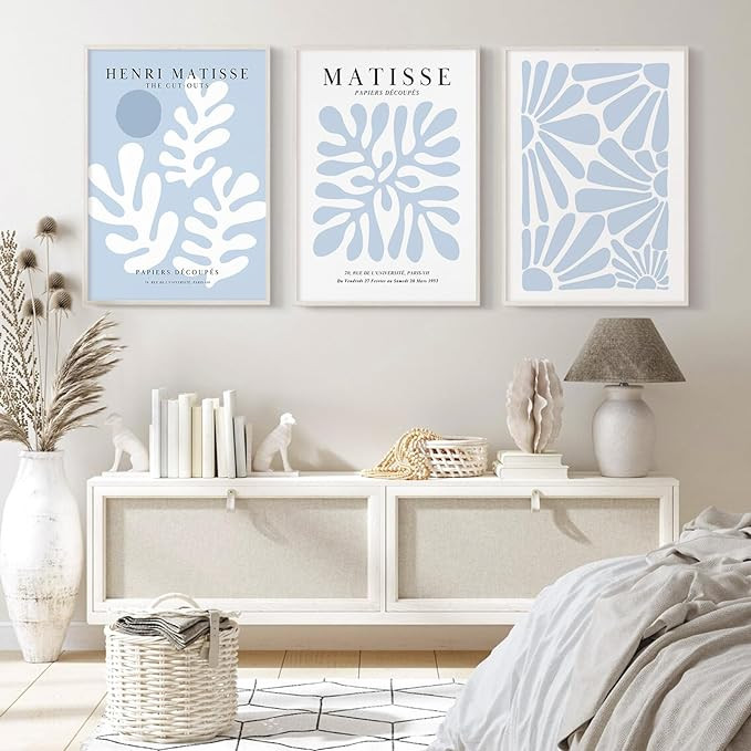 Henri Matisse Wall Art Prints Set of 3 Blue Abstract Matisse Canvas Wall Decor Aesthetic Preppy W... | Amazon (US)