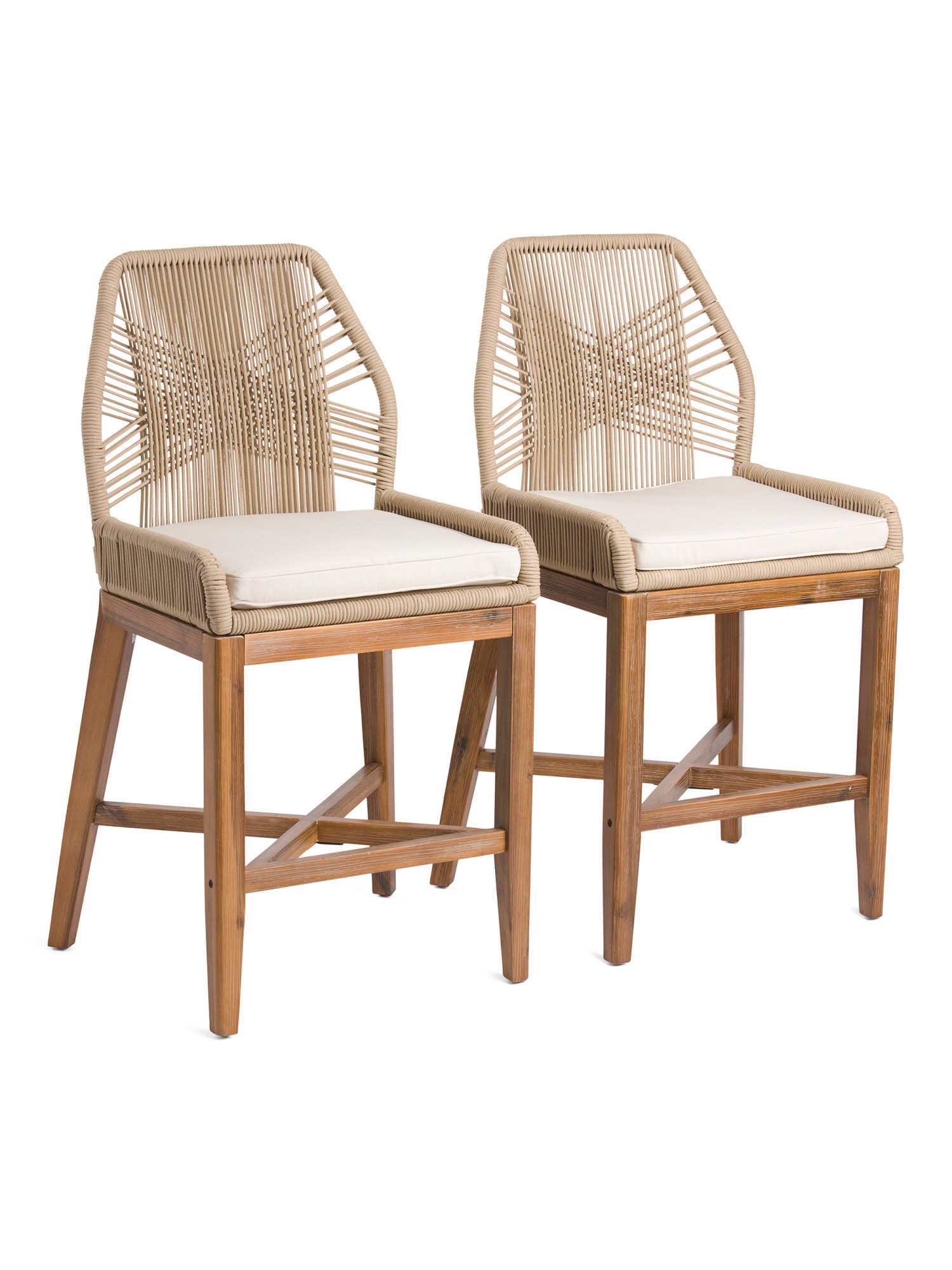 Set Of 2 Indoor Outdoor Rope Cross Weave Counter Stools | Marshalls