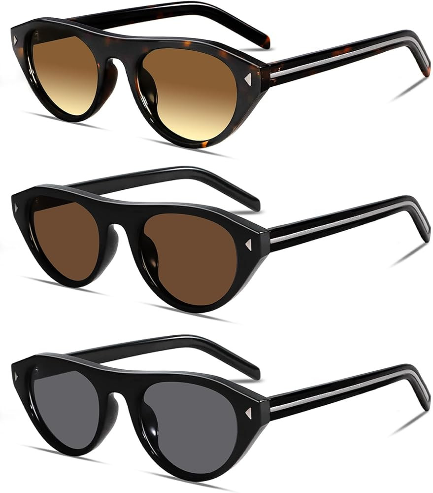 TYA Retro Oval Sunglasses for Women Men Trendy Narrow Shades Vintage Cat Eye UV400 Protection Sun... | Amazon (US)