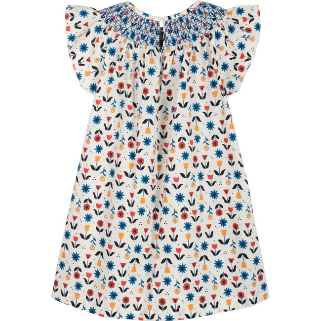 Farrah Smocked Yoke Dress, Cream Floral | Maisonette