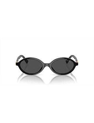 Miu Miu Oval Black Dark Grey Sunglasses | David Jones | David Jones (Australia & New Zealand)