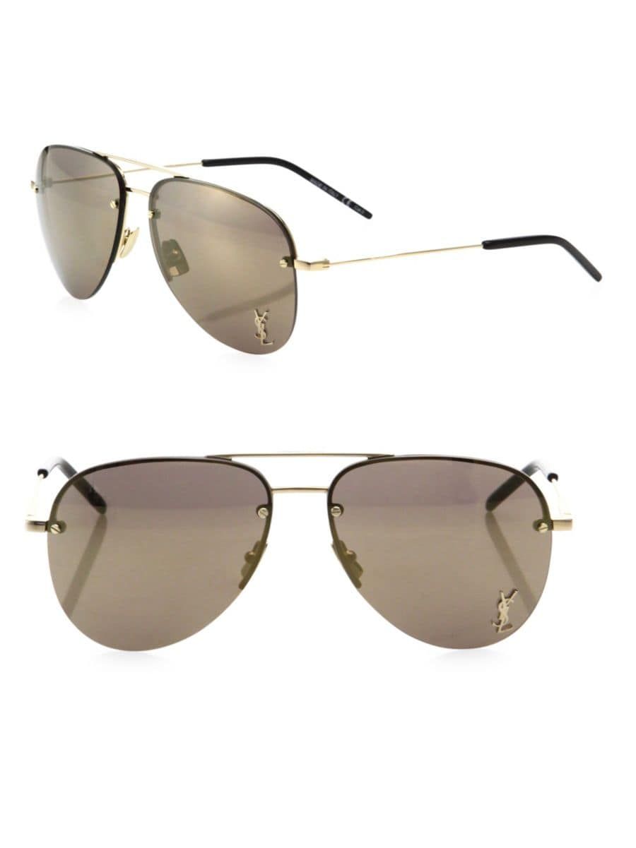 Saint Laurent Monogram 59MM Aviator Sunglasses | Saks Fifth Avenue