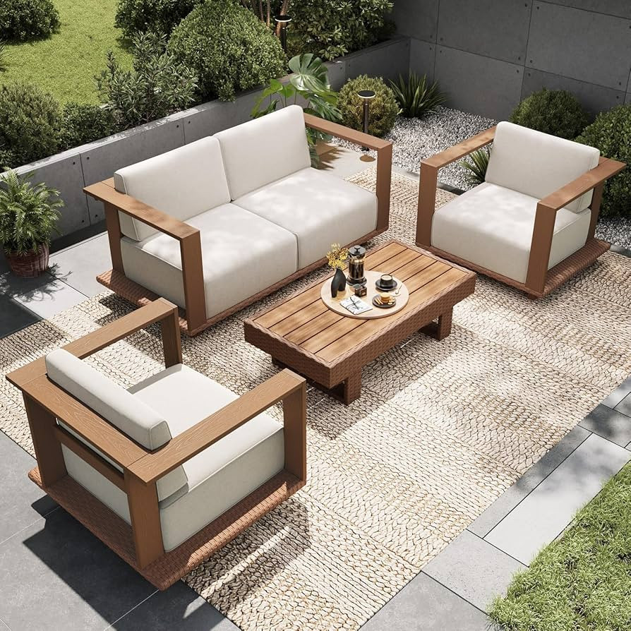 Sophia & William HDPE Patio Furniture Set，Modern Outdoor Sectional Sofa Set with 9.8" Cushions ... | Amazon (US)