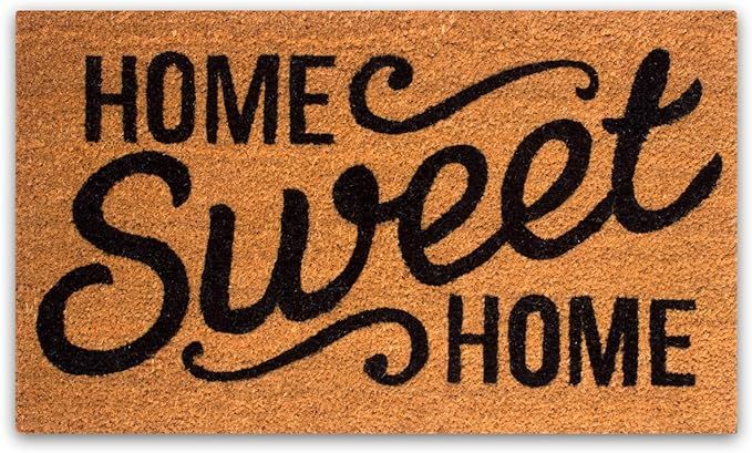 PLUS Haven Pure Coco Coir Doormat with Heavy-Duty PVC Backing - Home Sweet Home - Size: 17-Inches... | Amazon (US)