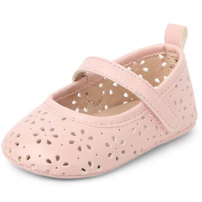 The Children's Place Baby Girls Perforated Floral Ballet Flats Pink 0-3 M | Target