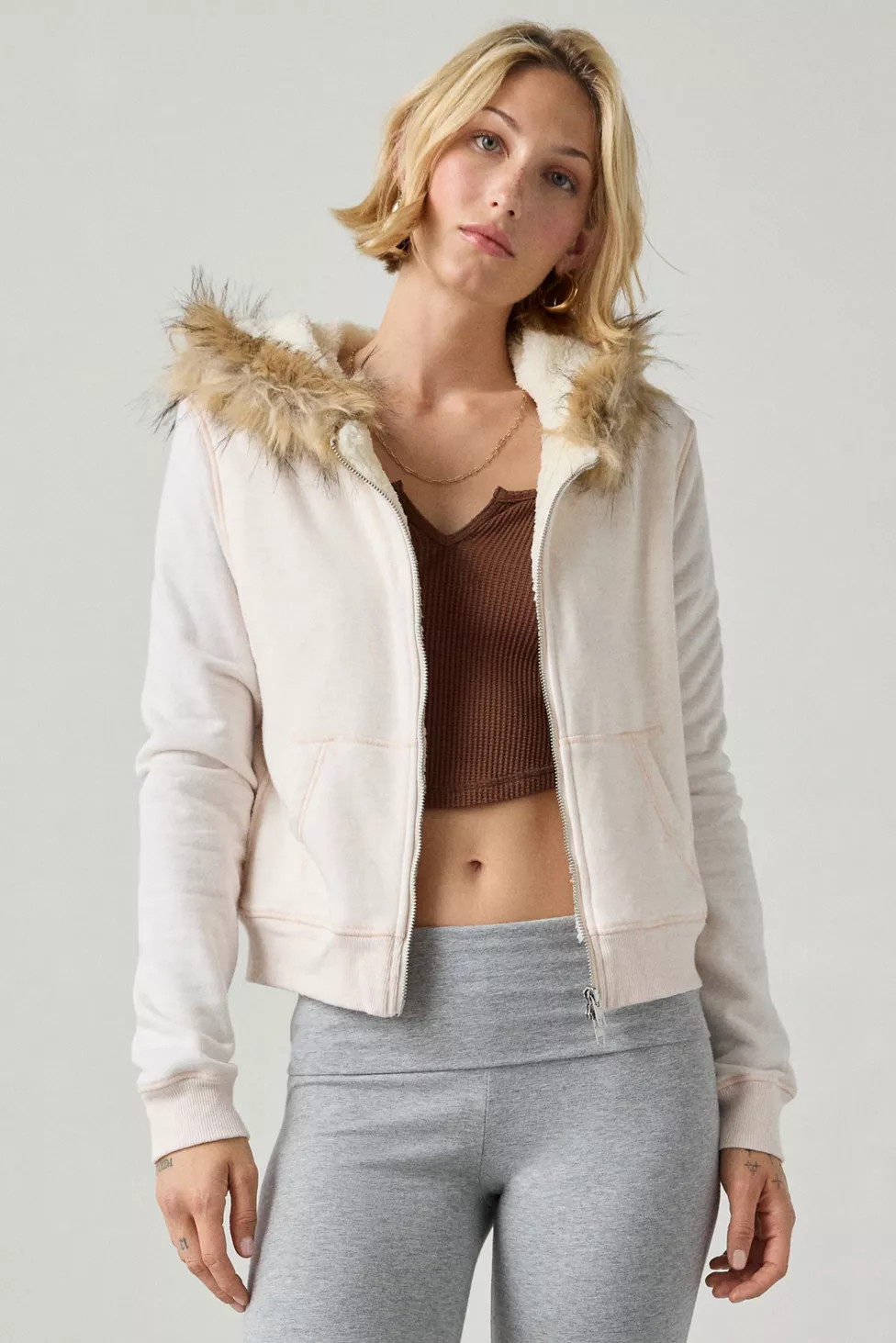 Out From Under Bundle Up Faux Fur Trim Zip-Up Hoodie Sweatshirt | Urban Outfitters (US and RoW)