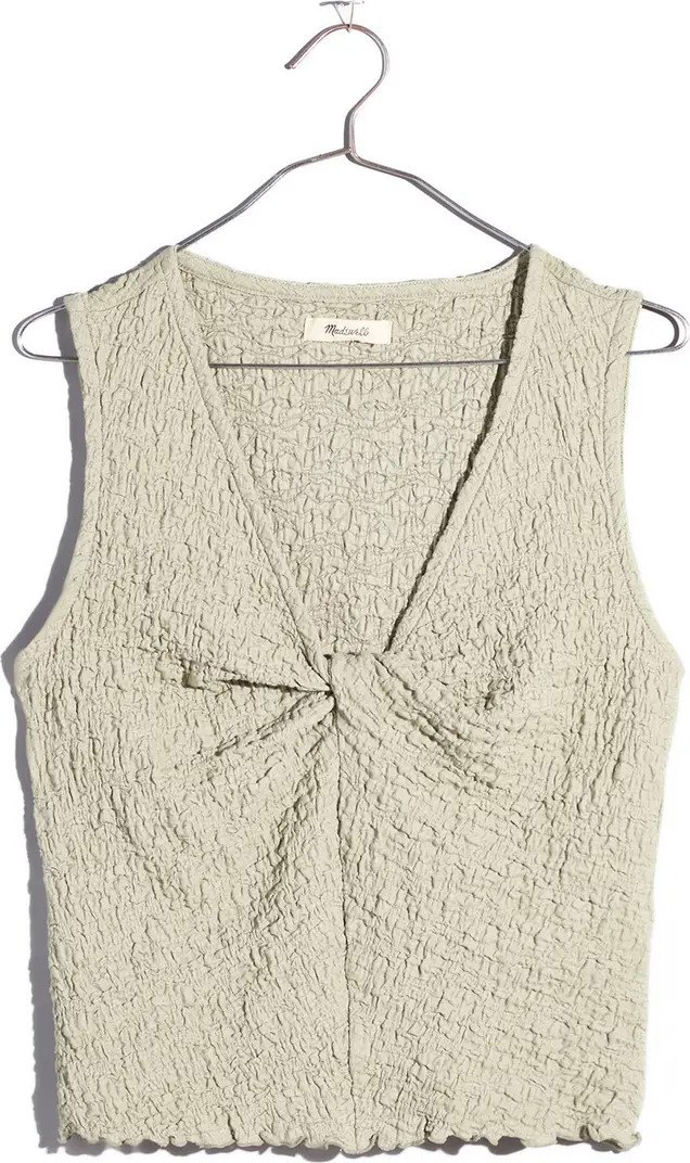 Popcorn Knit Twist Front Sleeveless Crop Top | Nordstrom