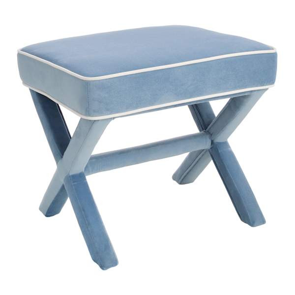 Maxine Ottoman, Blue, Fabric, sold by At Home | At Home