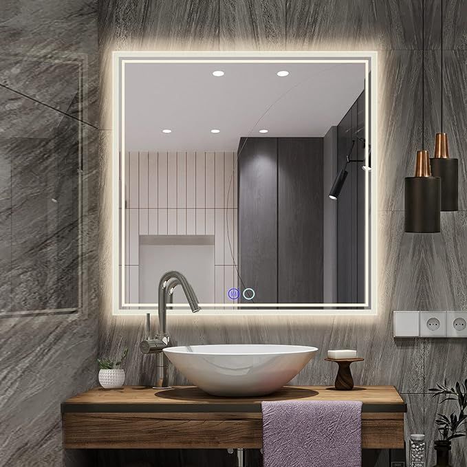 ZELIEVE 36 x 36 Backlit Mirror Bathroom LED Mirror Vanity with Lights,Anti-Fog,Dimmable,CRI90+,To... | Amazon (US)