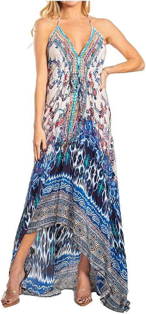 Sakkas Lizi 2025 Womens Maxi High-Low Halter Handkerchief Long Dress Beach Party | Amazon (US)