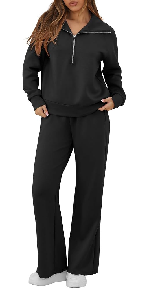 OLRIK Womens 2 Piece Outfits Sweatsuit Set Half Zip Sweatshirt Wide Leg Sweatpants Tracksuit with... | Amazon (CA)