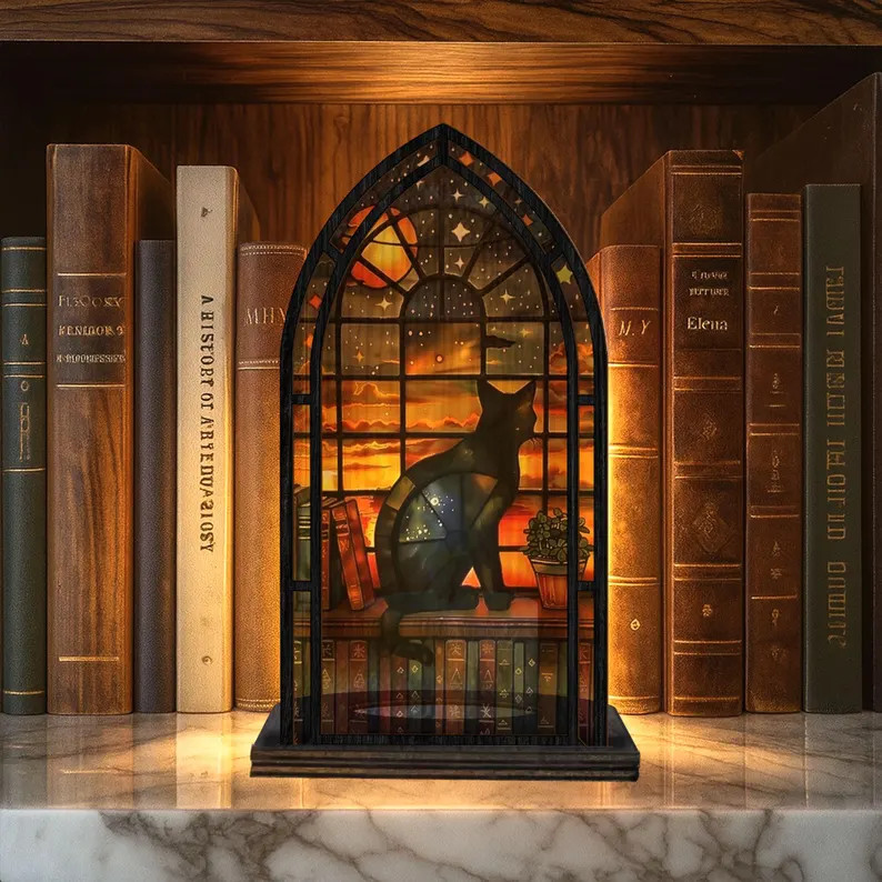 Cat Book Nook, Fantasy Bookshelf Decor, Cat Art Library Sign, Outstanding Cat Book nook, Book Lov... | Etsy (Global)