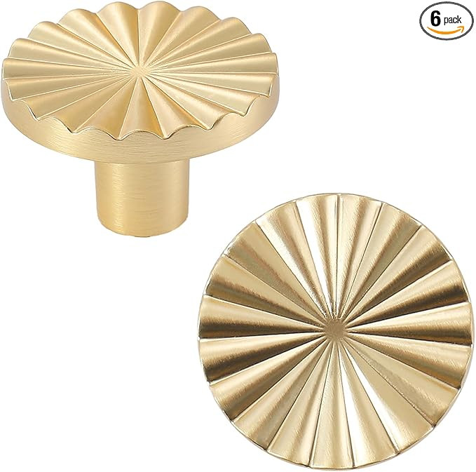 6 Pack Gold Kitchen Cabinet knobs and Pulls - Brushed Gold Zinc Cupboard Drawer Handles for Dress... | Amazon (US)