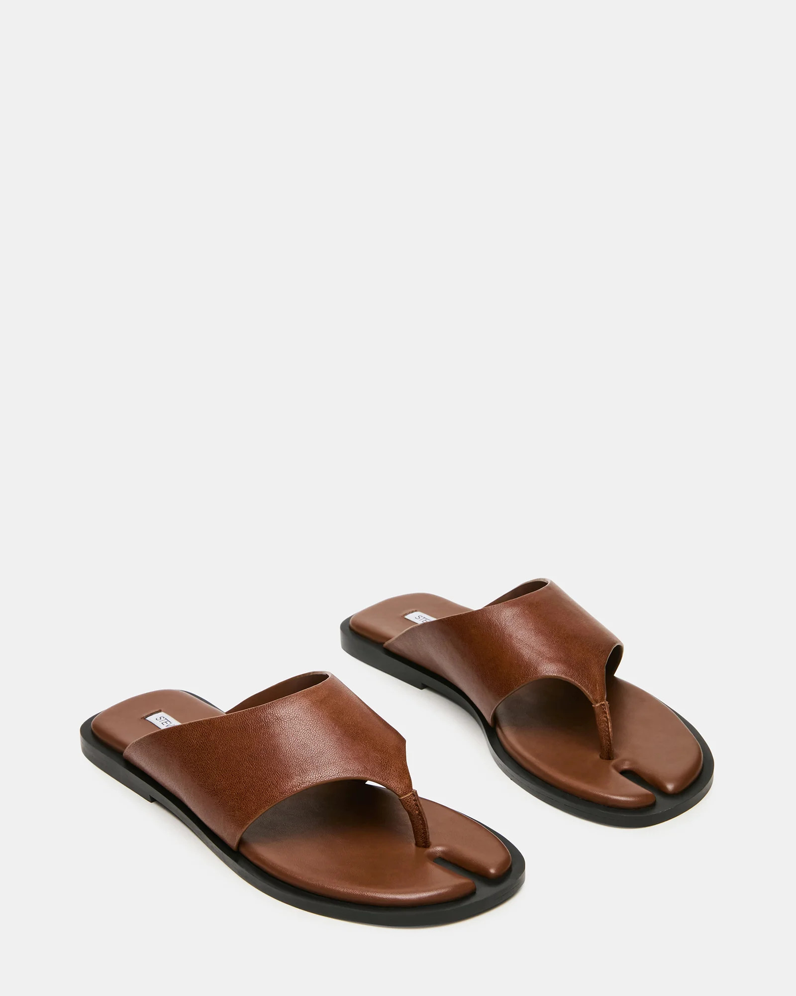 ILLIA Cognac Leather Tabi-Inspired Thong Women's Sandal | Steve Madden (US)