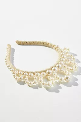 Lele Sadoughi Velvet Pearl Crown Headband | Anthropologie (US)