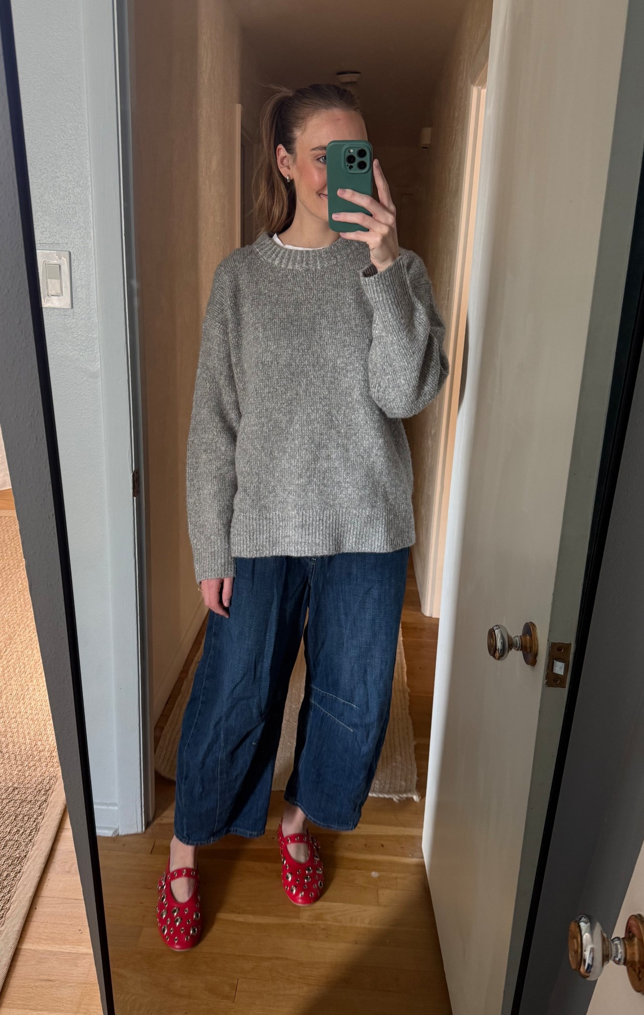 What I wore today! Love the pop of red for some holiday cheer❣️ #LTKtall #casualstylr #winteroutfitinspo #neutrals #cozy #basics 

#LTKSaleAlert #LTKHoliday #LTKFindsUnder100