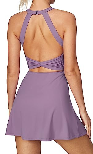 Heathyoga Tennis Dress with Built in Shorts and Bra Athletic Dress for Women Summer Cut Out Twist... | Amazon (US)