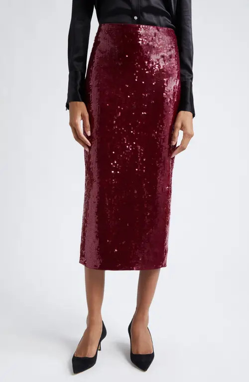 Veronica Beard Koa Sequin Midi Skirt in Wine at Nordstrom, Size 00 | Nordstrom