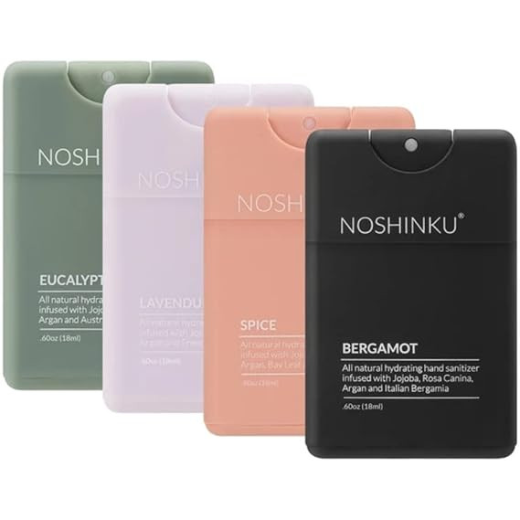 Noshinku Refillable Pocket Hand Sanitizer Discovery 4-Pack | Organic Sanitizing Mist with Moistur... | Amazon (US)