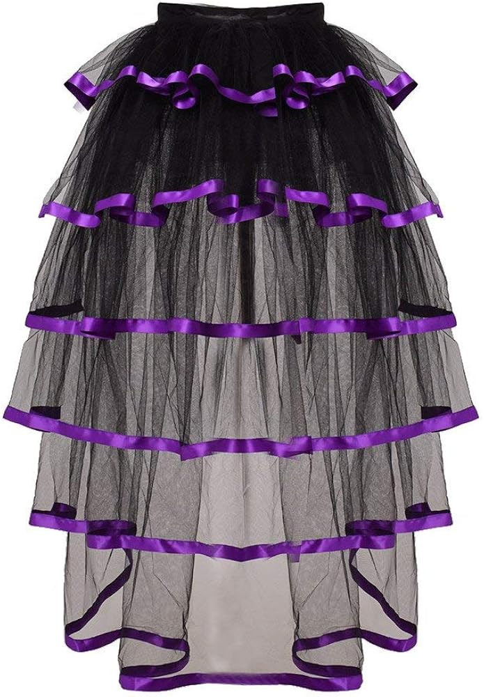 Victorian Steampunk Bustle Skirt 6 Layered Tie-on Belt Tulle Tutu Overskirt | Amazon (US)