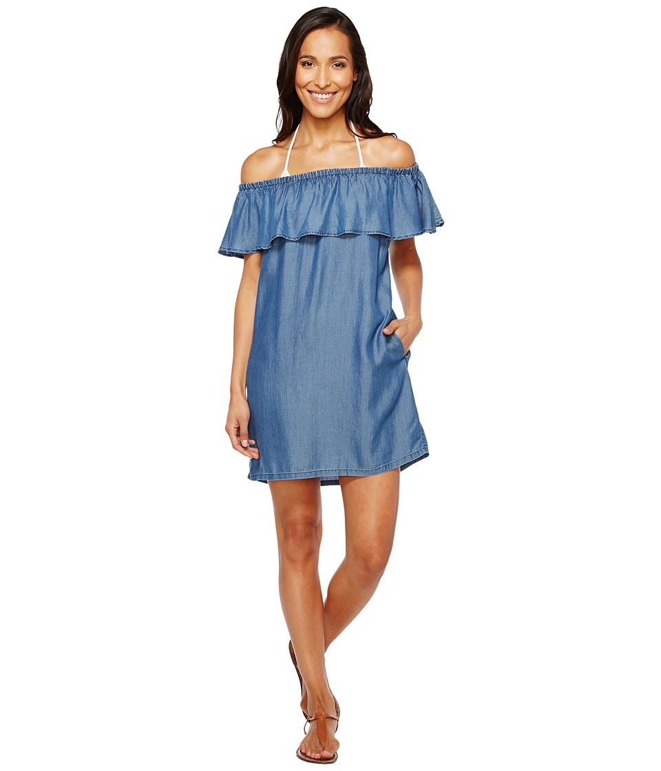 Tommy Bahama - Chambray Off the Shoulder Dress Cover-Up (Chambray) Women's Swimwear | Zappos